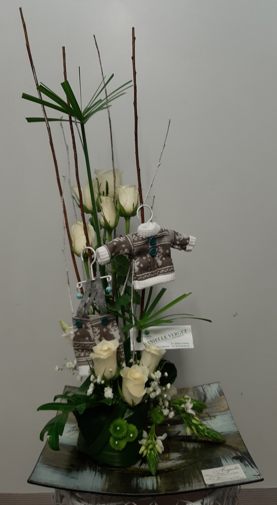 composition fleurs pour une naissance